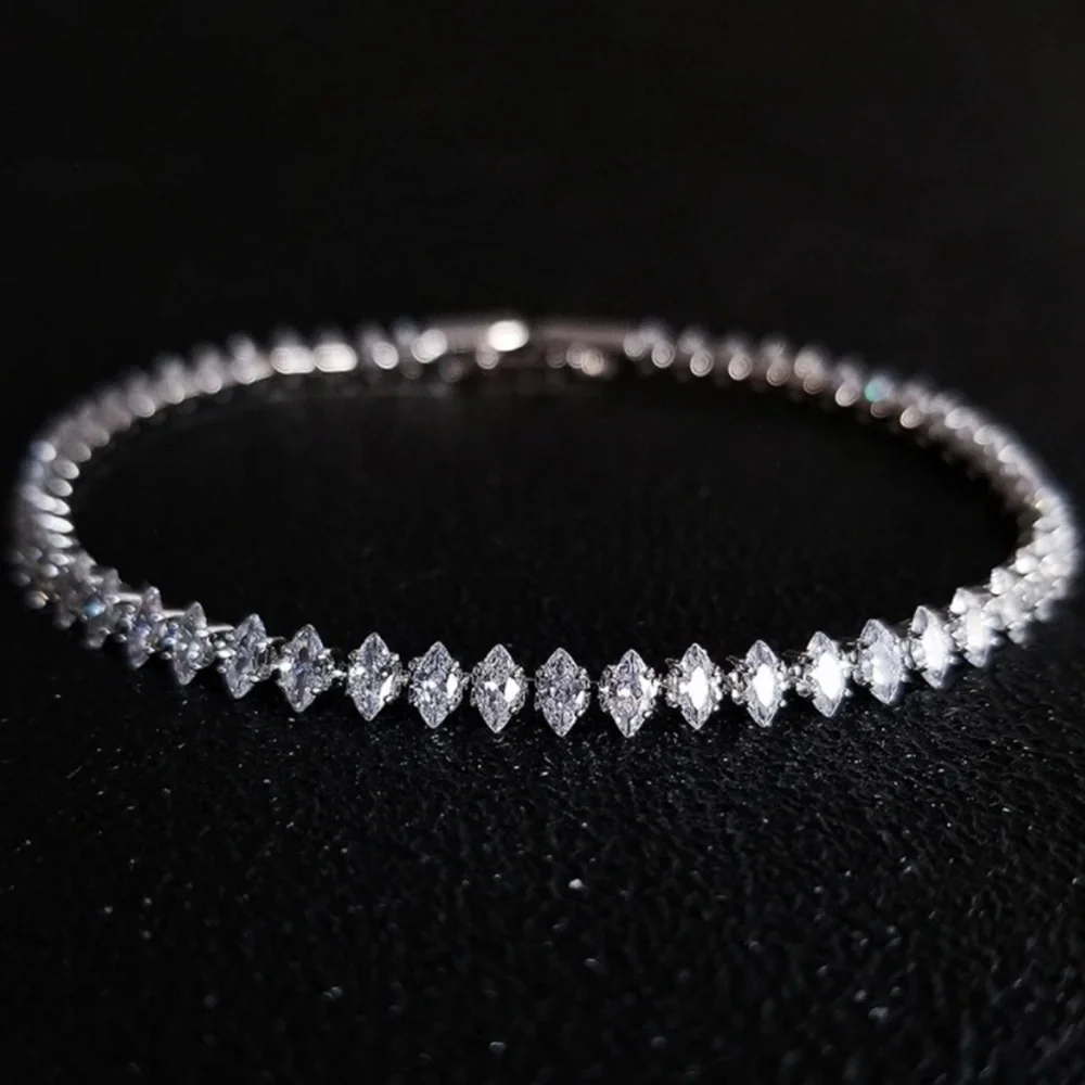 ‘7’ NEW 925 STERLING SILVER DIAMOND BRACELET, NICE BRACELET, CUTE BRACELET - Picture 3 of 5